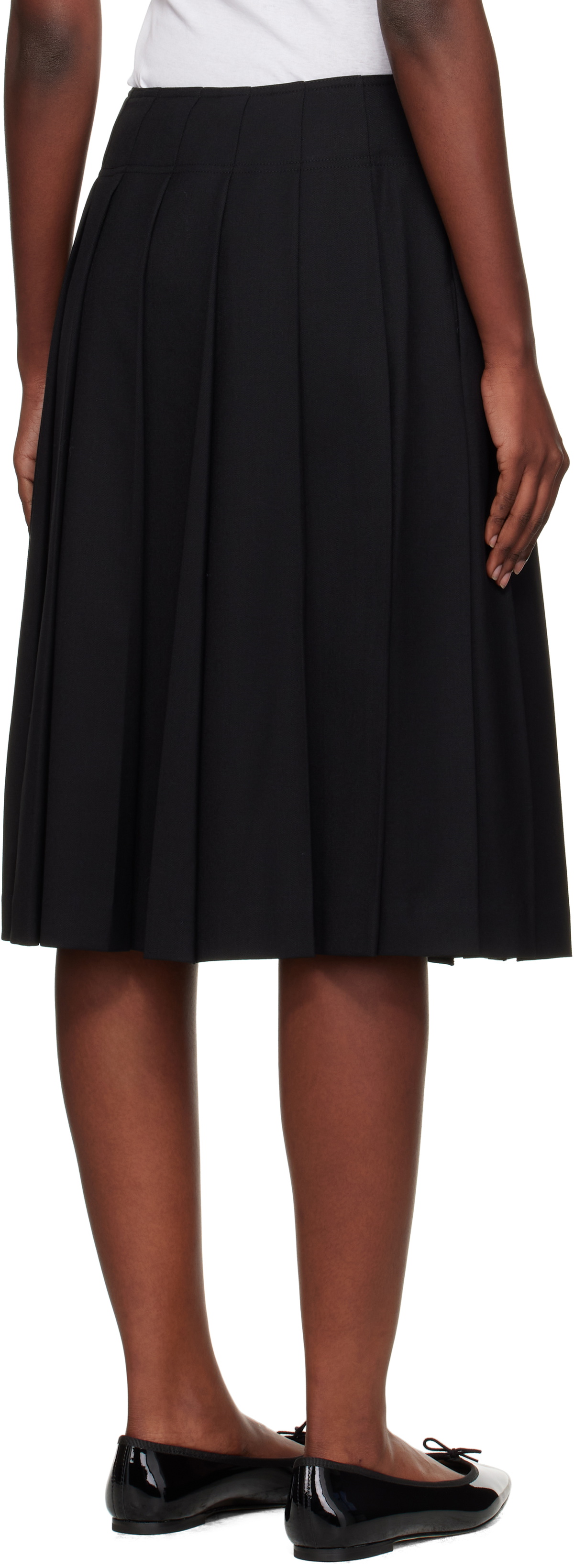 Nothing Written Black Wool Pleated Midi Skirt