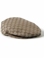 GUCCI - Logo-Appliquéd Monogrammed Canvas Flat Cap - Neutrals