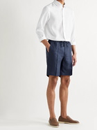 BRIONI - Sydney Slub Linen Drawstring Bermuda Shorts - Blue