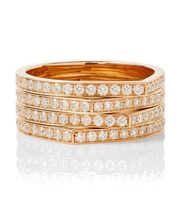 Photo: Repossi Antifer 4 rows 18kt rose gold ring with diamonds