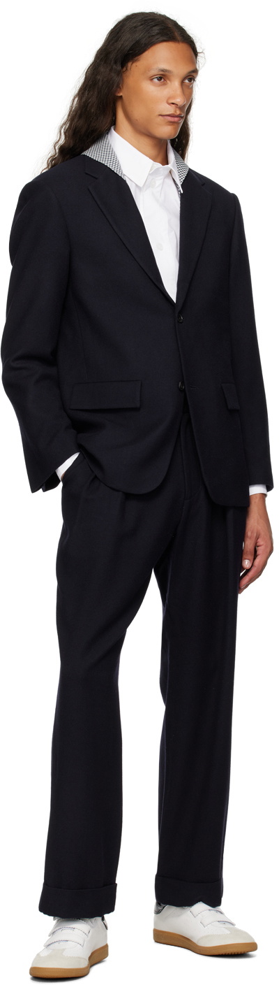 AFTER PRAY Navy Pleated Trousers