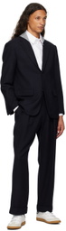 AFTER PRAY Navy Pleated Trousers