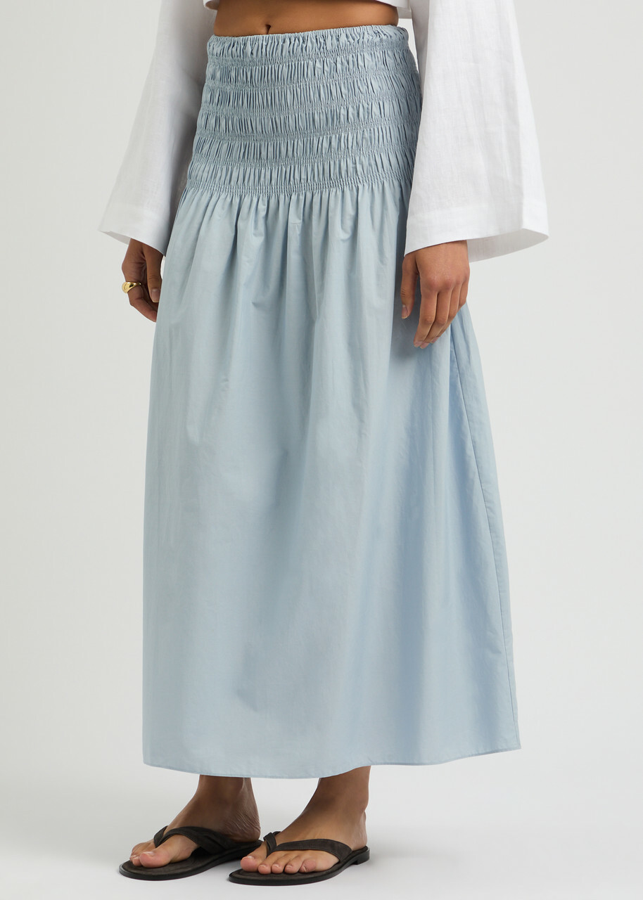 Faithfull The Brand Baia Cotton Maxi Skirt Light Blue