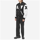 1017 ALYX 9SM Men's Leather Sleeve Logo Varsity Jacket in Black/White