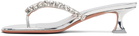 Amina Muaddi Silver Gigi Thong Heeled Sandals