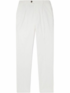 Brunello Cucinelli - Tapered Pleated Cotton-Blend Twill Trousers - White