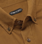 TOM FORD - Button-Down Collar Cotton and Cashmere-Blend Shirt - Brown