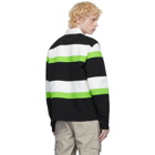 Valentino Black and Green Jelly Block Long Sleeve Polo