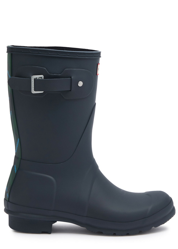 Photo: Hunter Original Short Panelled Rubber Wellington Boots Navy