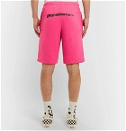 Off-White - Slim-Fit Printed Loopback Cotton-Jersey Shorts - Men - Pink