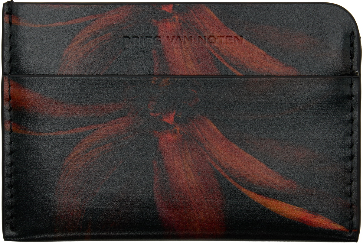 Dries Van Noten Black & Orange Leather Card Holder