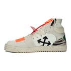 Off-White White and Green Glitter Off-Court 3.0 Sneakers