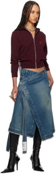 LU'U DAN Burgundy Shrunken Hoodie