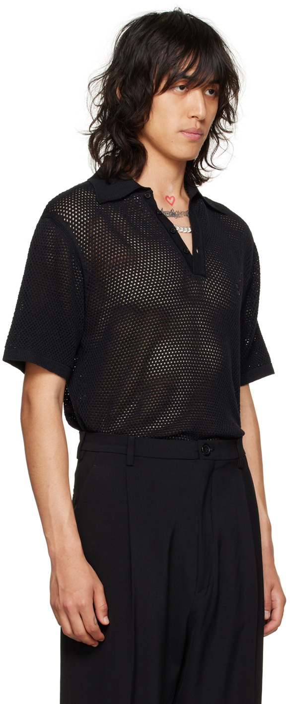 LU'U DAN Black Embroidered Polo