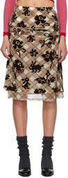 Chopova Lowena Brown & White Sonicscape Mesh Knee Midi Skirt