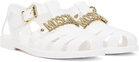 Moschino White Jelly Lettering Logo Sandals