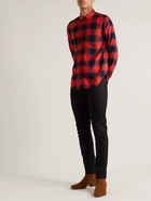 SAINT LAURENT - Slim-Fit Checked Woven Shirt - Red