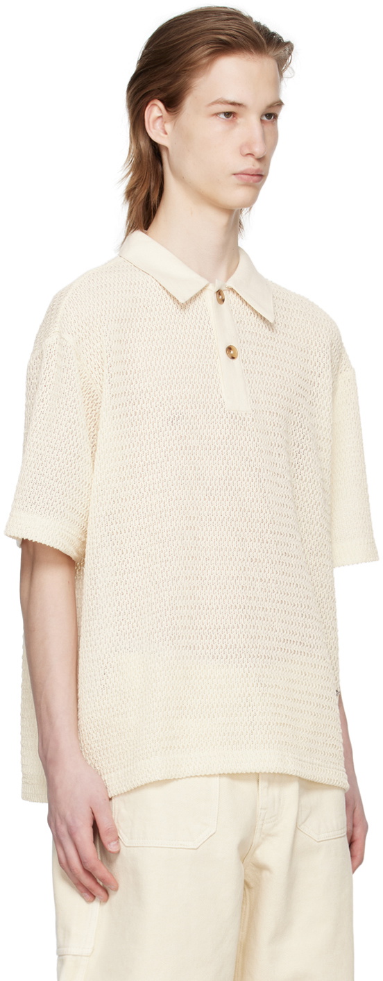 AFTER PRAY Off-White Mesh Polo