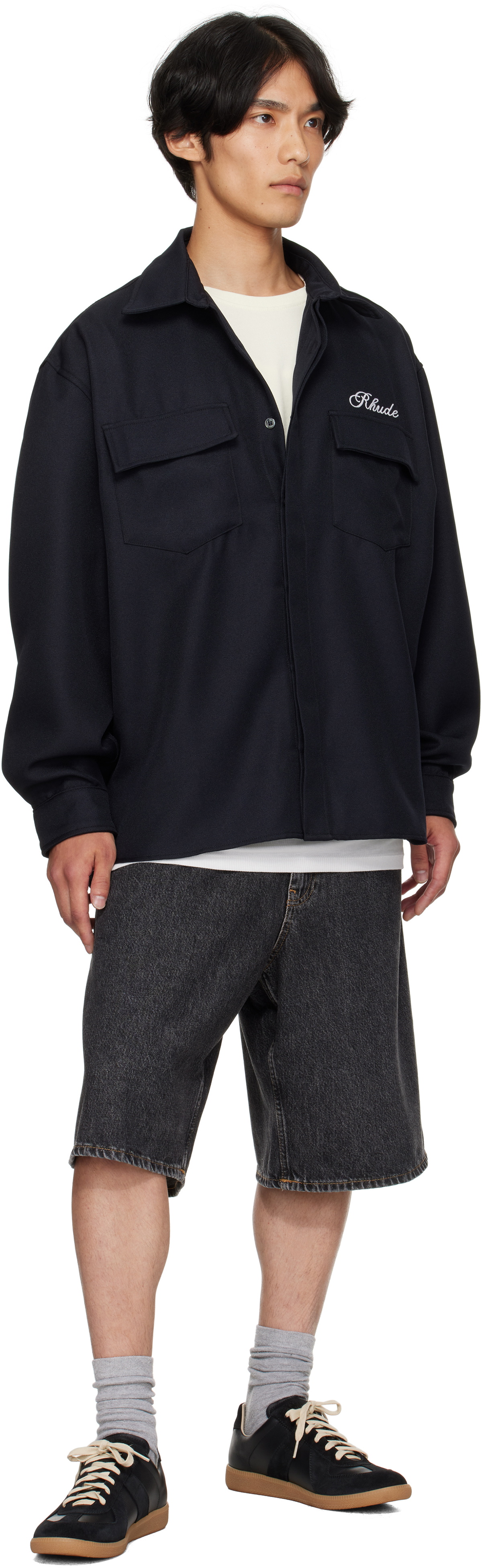 Rhude Black Boxy LS Work Shirt