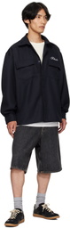 Rhude Black Boxy LS Work Shirt