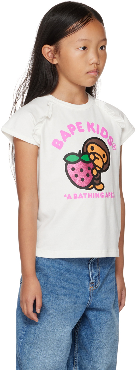 BAPE Kids White Strawberry Milo T-Shirt A Bathing Ape