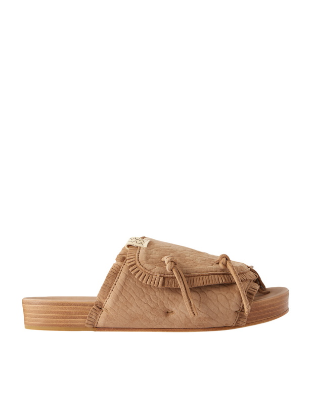 Photo: Visvim - Christo Shaman Folk Suede Slides - Neutrals