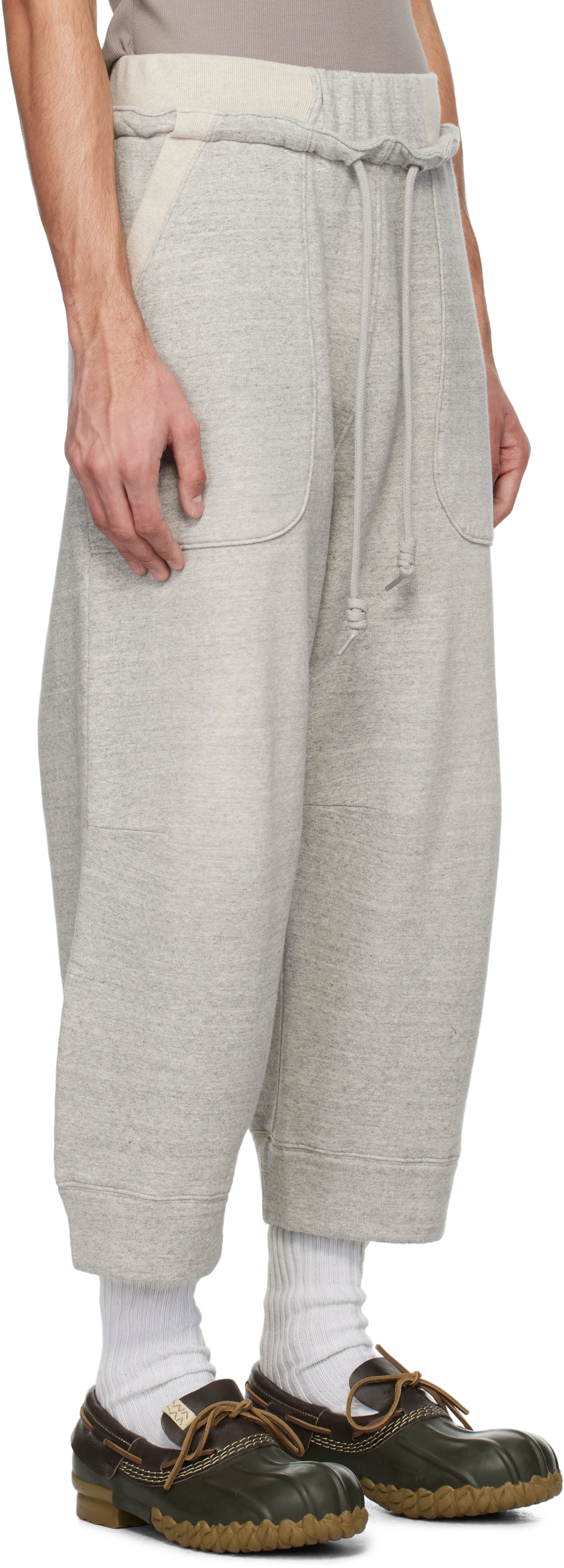R13 Gray Deconstructed Cropped Sweatpants