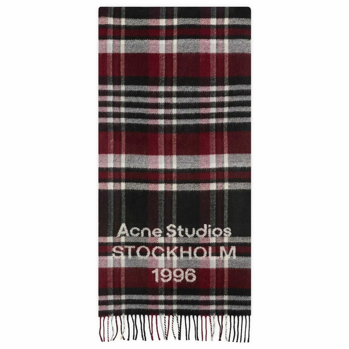 Acne Studios Venus Check Scarf in Black/Burgundy 