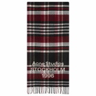 Acne Studios Venus Check Scarf in Black/Burgundy 