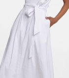 Vince - Square-neck linen-blend midi dress