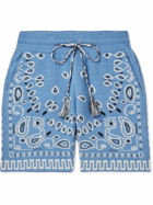 Alanui - Straight-Leg Jacquard-Knit Cotton-Blend Drawstring Shorts - Blue