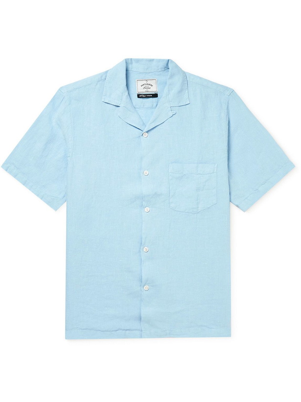 Photo: Portuguese Flannel - Convertible-Collar Linen Shirt - Blue