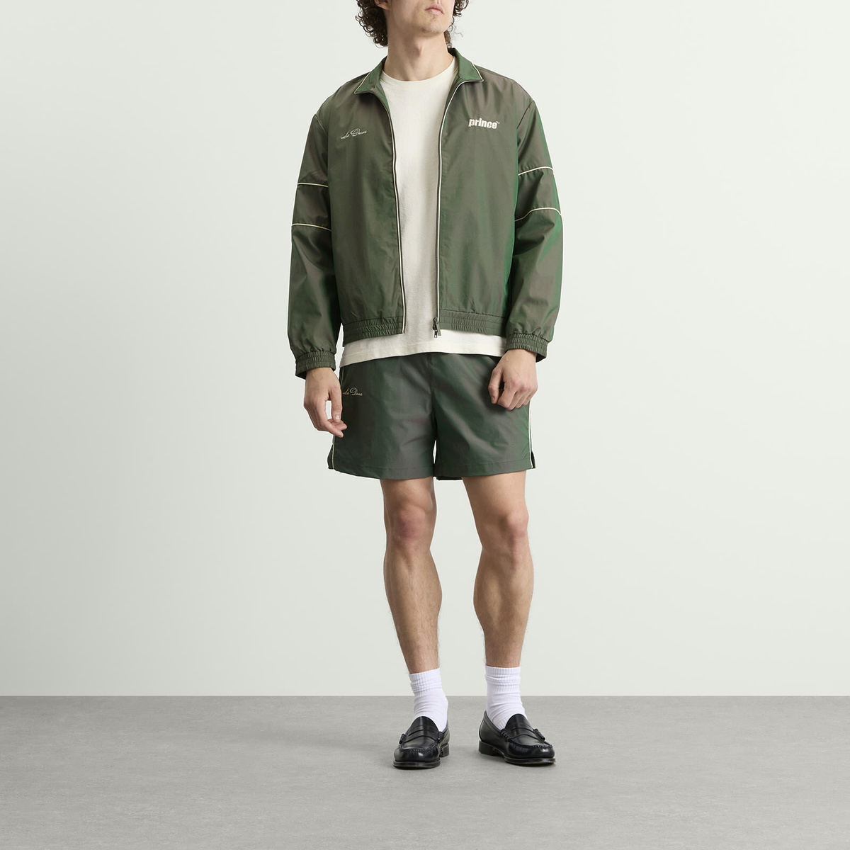 Les Deux Men's Prince Shiny Track Jacket in Pineneedle Green