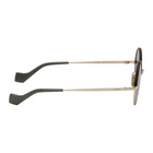 Loewe Gold and Khaki Leather Round Sunglasses