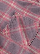 Remi Relief - Fringed Checked Cotton-Twill Shirt - Purple