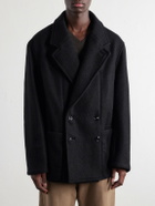 LEMAIRE - Double-Breasted Wool and Alpaca-Blend Felt Coat - Black