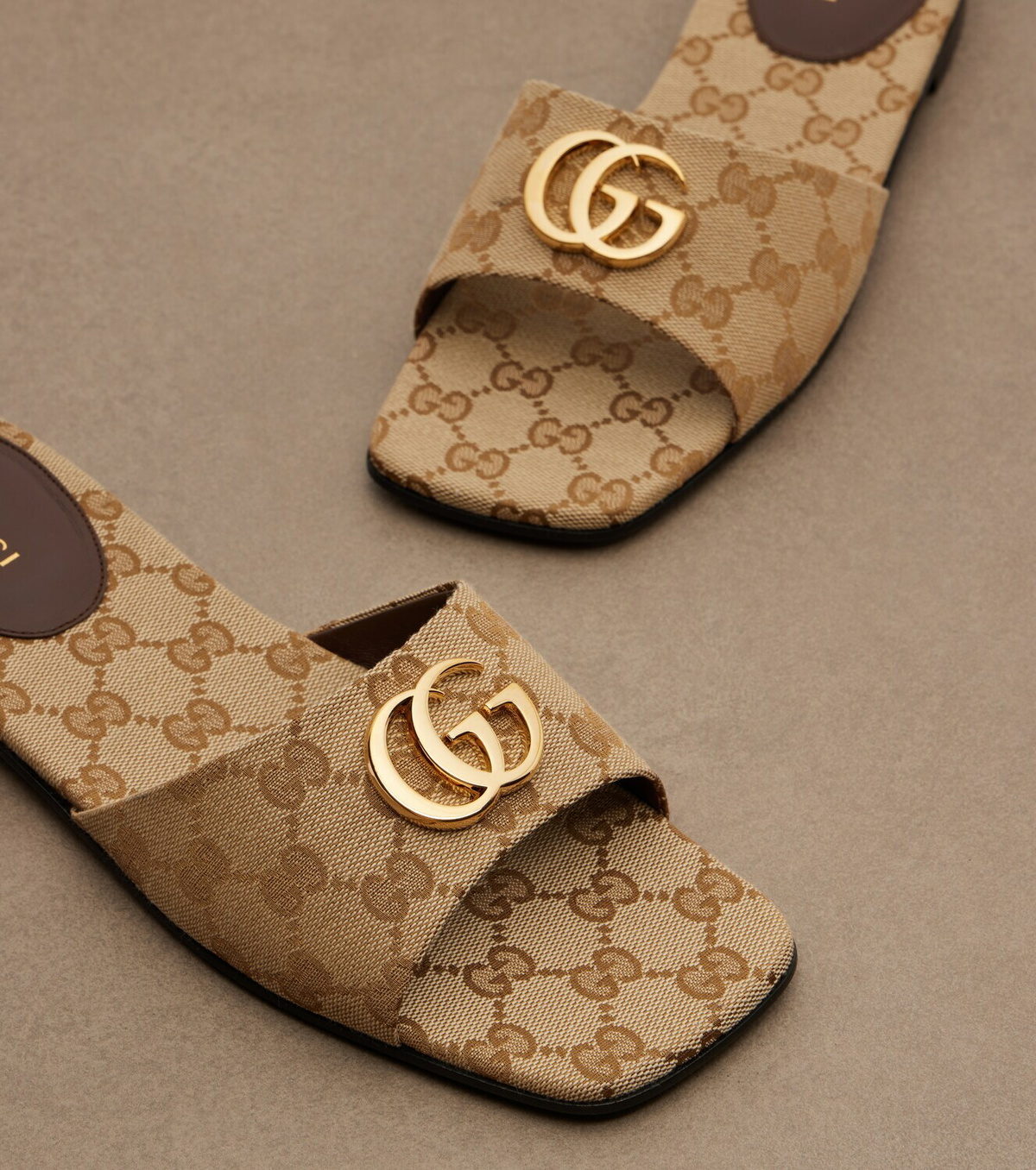 Gucci Double G GG Canvas slides
