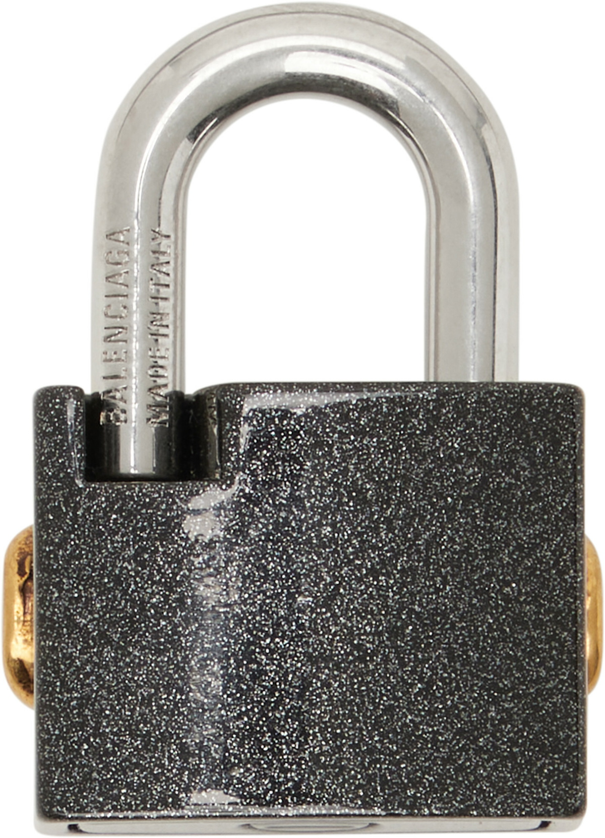 Balenciaga Black & Silver BB Padlock Bag Charm
