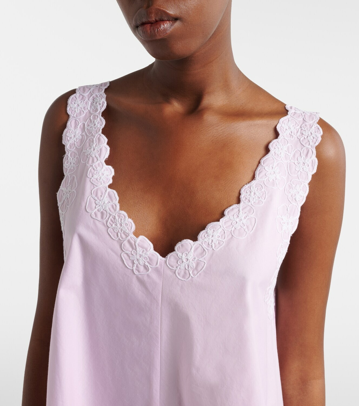 Juliet Dunn Embroidered cotton poplin minidress