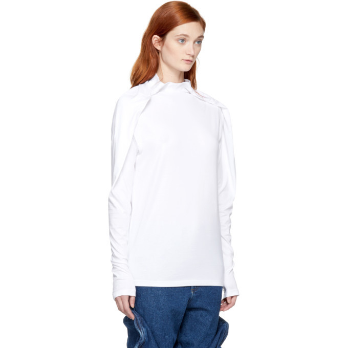 Y/Project White Long Sleeve Fold Over T-Shirt Y/Project