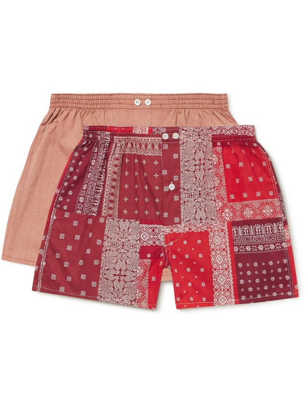 Photo: Anonymous ism - Two-Pack Cotton Boxer Shorts - Red