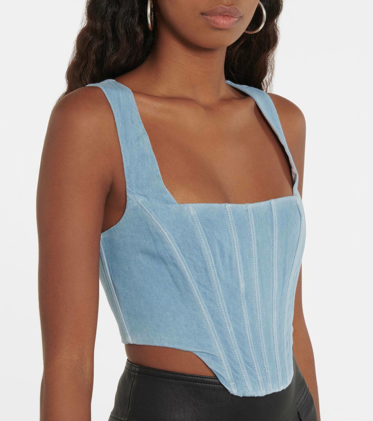 Staud Alice denim corset tank top
