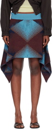 Kiko Kostadinov Brown & Blue Ikat Argyle Jacquard Miniskirt