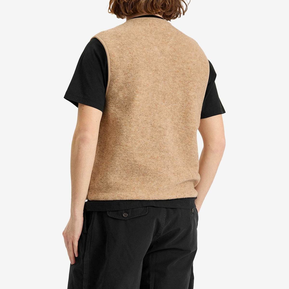 Universal Works Men's Wool Fleece Zip Gilet - Presented by END. in Stone