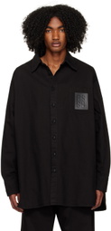 Raf Simons Black Leather Patch Shirt
