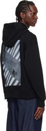 Hugo Black Oversized-Fit Graphic Print Hoodie