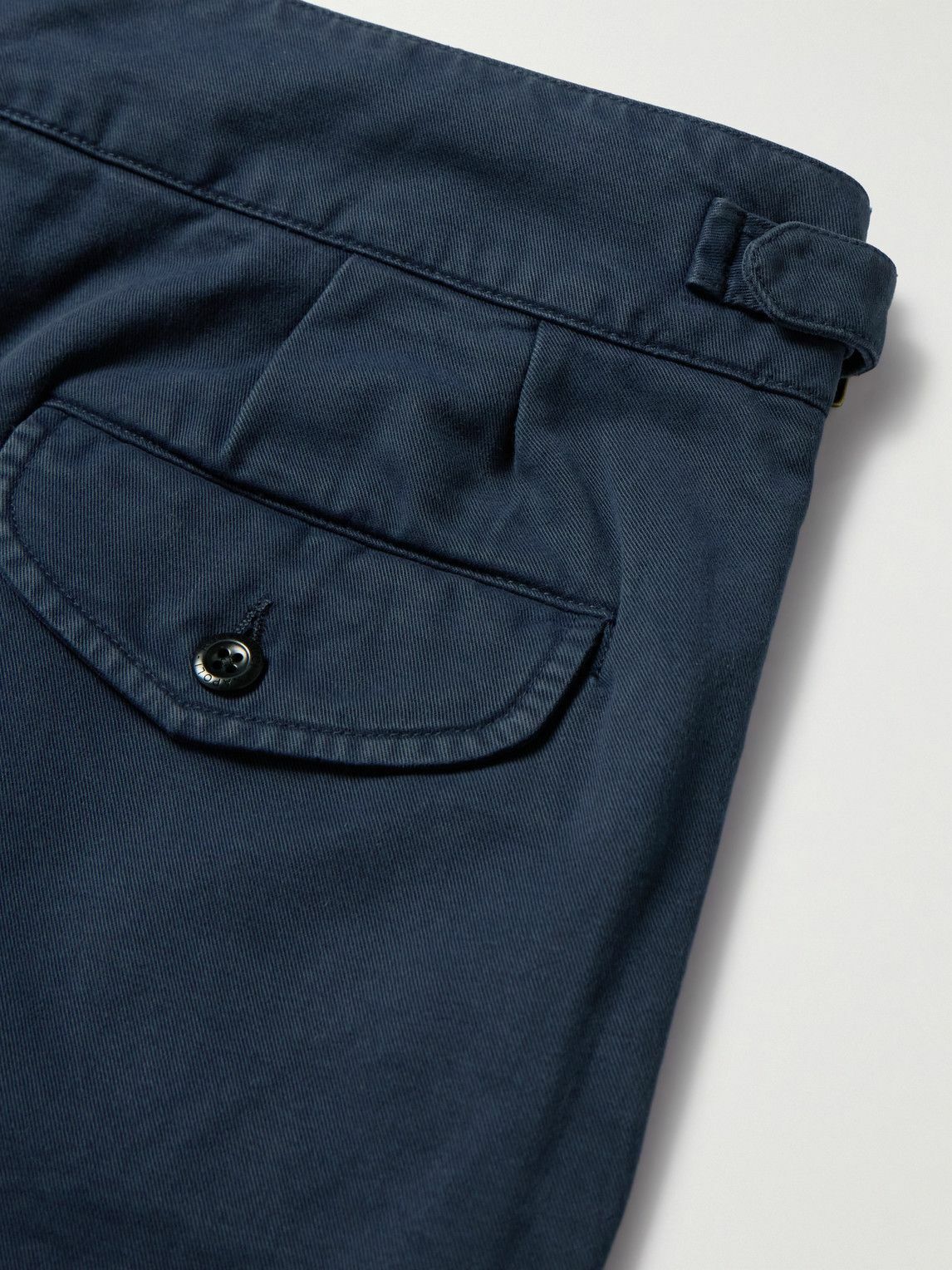 Rubinacci - Manny Straight-Leg Pleated Cotton Shorts - Blue