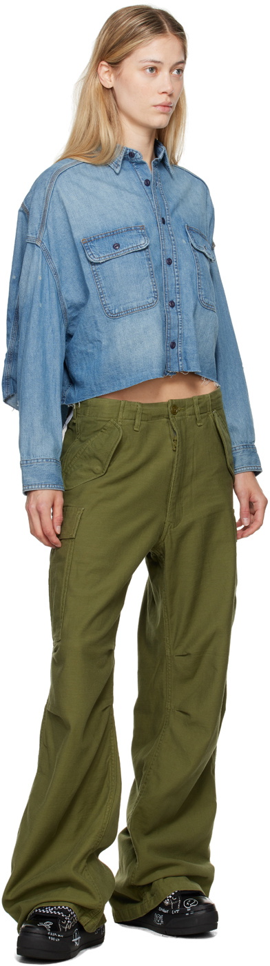 Blue Cropped Denim Shirt