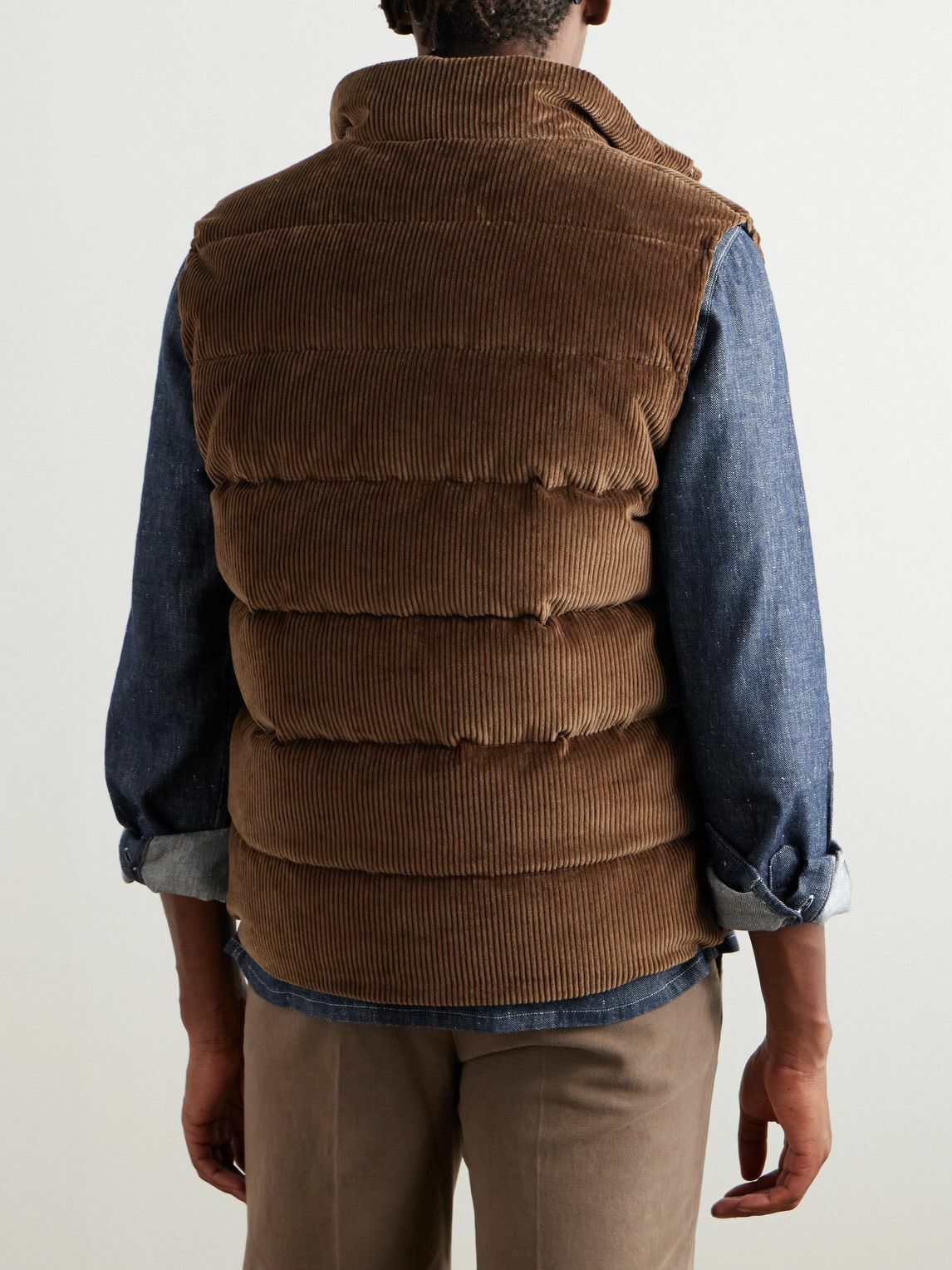 Incotex - Montedoro Quilted Cotton-Corduroy Down Gilet - Brown