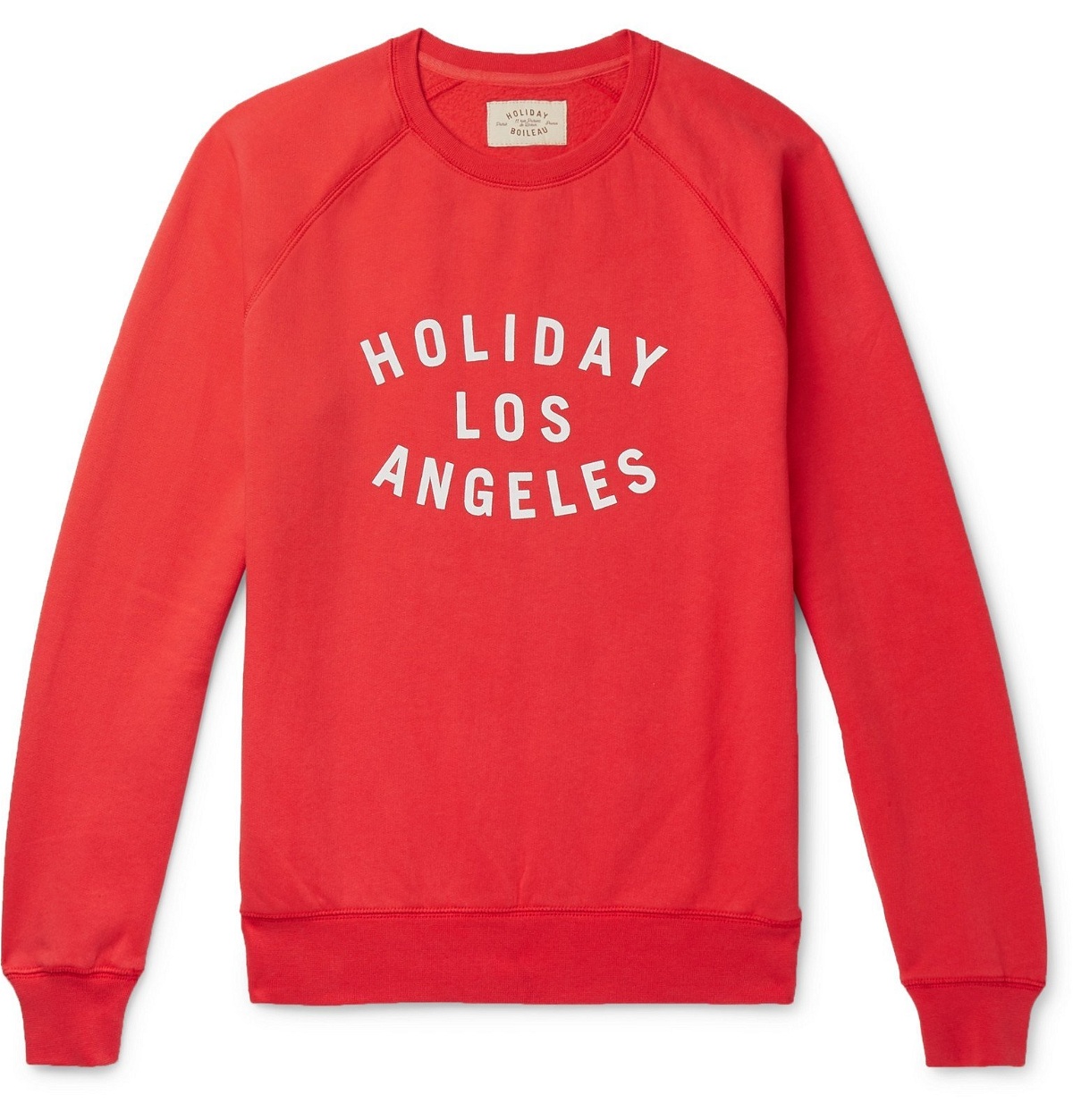 Photo: Holiday Boileau - Texas Printed Fleece-Back Cotton-Jersey Sweatshirt - Red
